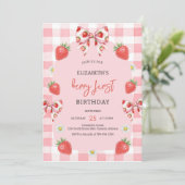 Berry First Strawberry 1st Birthday Invitation 招待状 (スタンド正面)