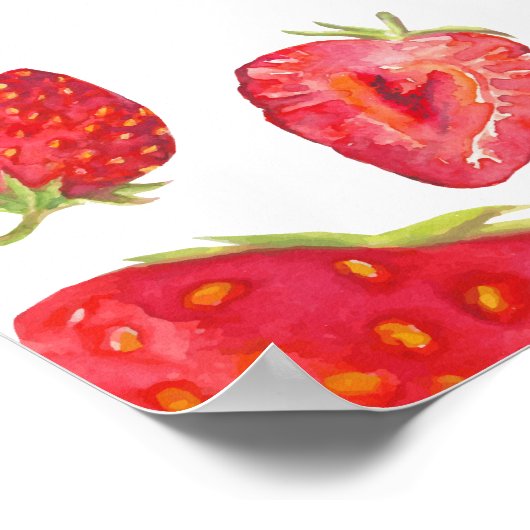 Berry First Strawberry Birthday Party Welcome Sign ポスター (角)