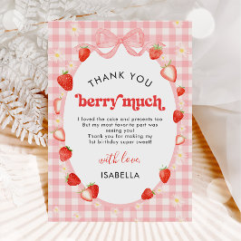 Berry First Strawberry Girl 1st Birthday サンキューカード