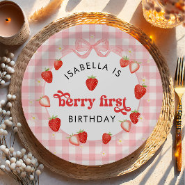 Berry First Strawberry Girl 1st Birthday Party  ペーパープレート