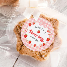 Berry First Strawberry Girl 1st Birthday Party ラウンドシール