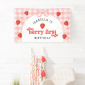 Berry First Strawberry Girl 1st Birthday Party  横断幕 (インサイチュ)