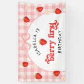 Berry First Strawberry Girl 1st Birthday Party  横断幕 (縦)