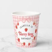 Berry First Strawberry Girl 1st Birthday Party 紙コップ (裏面)