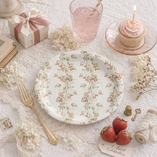 Berry Floral Butterfly First Birthday ペーパープレート