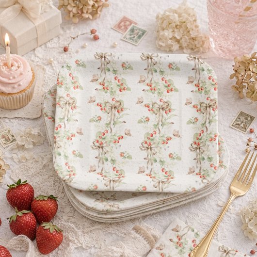 Berry Floral Pattern First Birthday ペーパープレート