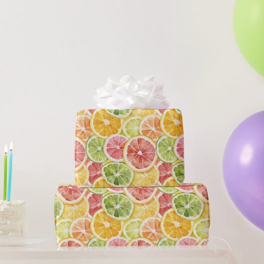 Berry Green Lim Orange Pink Fruit Bridal Shower ラッピングペーパー (パーティーギフト)