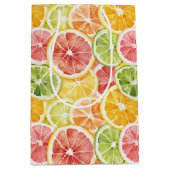 Berry Green Orange Pink Fruity Bridal Shower ミディアムペーパーバッグ (正面)