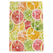 Berry Green Orange Pink Fruity Bridal Shower ミディアムペーパーバッグ (裏面)