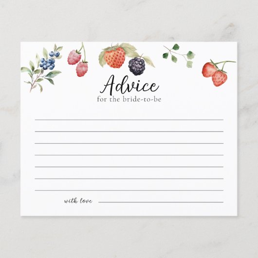 Berry in Love Berries Bridal Shower Advice Card (正面)