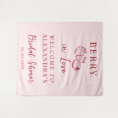 Berry In Love Bridal Shower Fabric Welcome Sign タペストリー (正面(横))