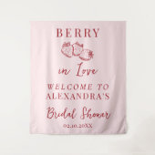 Berry In Love Bridal Shower Fabric Welcome Sign タペストリー (正面)