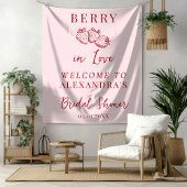 Berry In Love Bridal Shower Fabric Welcome Sign タペストリー