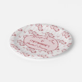Berry In Love Pink Red Strawberry Bridal Shower ペーパープレート (アングル)
