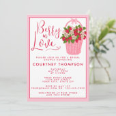 Berry In Love Pink & Red Strawberry Bridal Shower 招待状 (スタンド正面)