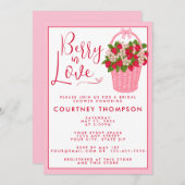 Berry In Love Pink & Red Strawberry Bridal Shower 招待状 (正面/裏面)