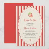 Berry in love Preppy Strawberry Bridal Shower  招待状 (正面/裏面)