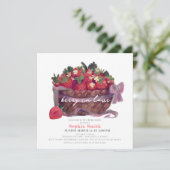 Berry in Love Strawberry Bow Basket Bridal Shower 招待状 (スタンド正面)