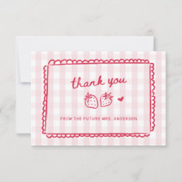 Berry in Love Strawberry Bridal Shower サンキューカード