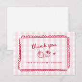 Berry in Love Strawberry Bridal Shower サンキューカード (正面/裏面)