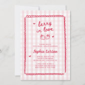 Berry in Love Strawberry Bridal Shower 招待状 (正面)