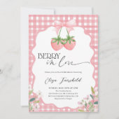 Berry in Love Strawberry Bridal Shower 招待状 (正面)