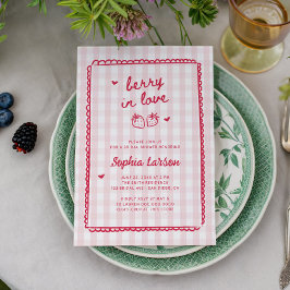 Berry in Love Strawberry Bridal Shower 招待状