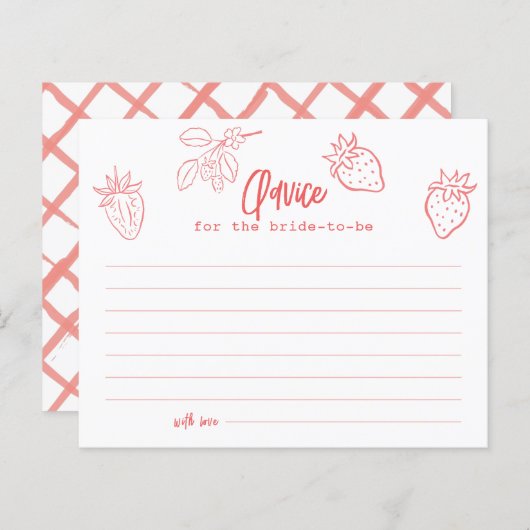 Berry in Love Strawberry Bridal Shower Advice Card (正面/裏面)