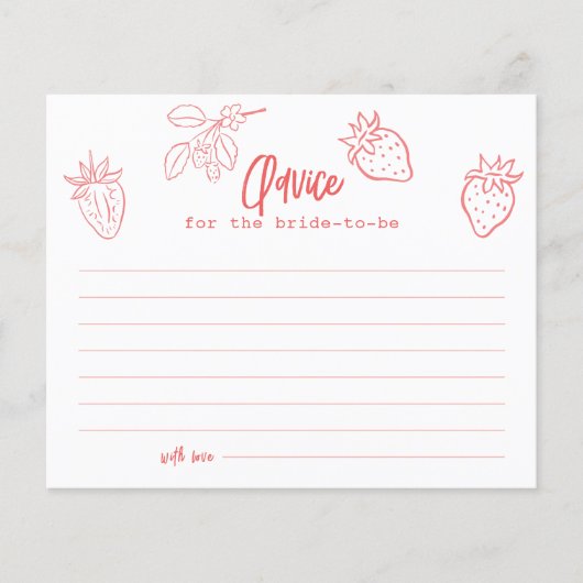 Berry in Love Strawberry Bridal Shower Advice Card (正面)