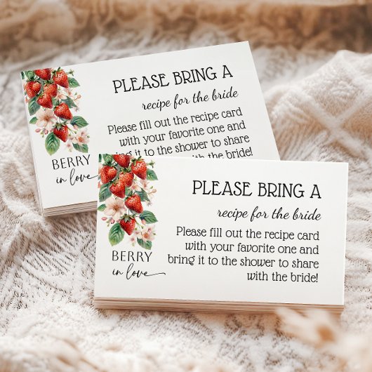 Berry in Love Strawberry Bridal Shower Recipe エンクロージャーカード