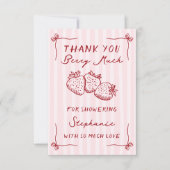 Berry In Love Strawberry Pink Bridal Shower Flat サンキューカード (正面)