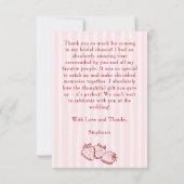 Berry In Love Strawberry Pink Bridal Shower Flat サンキューカード (裏面)