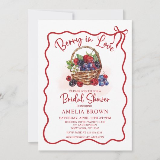 Berry in Love Summer berries Bridal Shower 招待状 (正面)