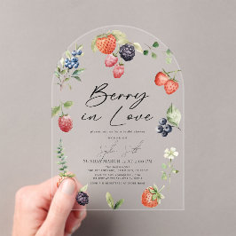 Berry in Love Watercolor Berries Bridal Shower アクリル招待状