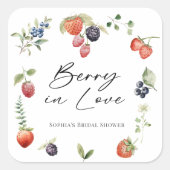 Berry in Love Watercolor Berries Bridal Shower スクエアシール (正面)