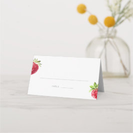 Berry in Love Watercolor Strawberry プレイスカード