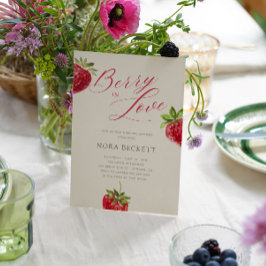 Berry in Love Watercolor Strawberry Bridal Shower 招待状