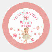 Berry Magical Fairy Girl Birthday Party Strawberry ラウンドシール (正面)