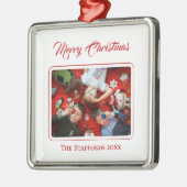 Berry Merry Christmas White Photo Ornament メタルオーナメント (左)