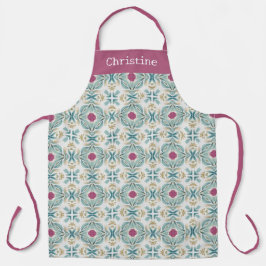Berry Mint Tile Pattern Personalized Name エプロン