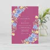 Berry Pink Vibrant Watercolor Wedding 招待状 (スタンド正面)