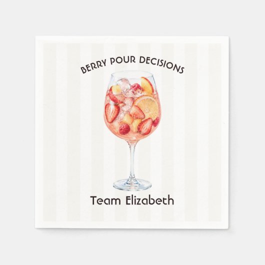 Berry Pour Decisions 海辺のバチェラー・パーティー スタンダードカクテルナプキン (正面)