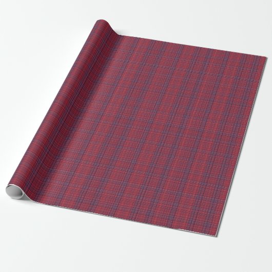 Berry Red and Slate Blue Subtle Plaid ラッピングペーパー (アンロールド)