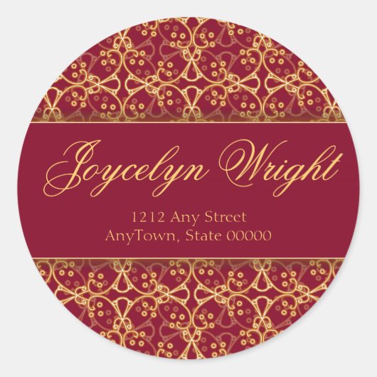 Berry Red Cluster Addressスタンプ ラウンドシール (正面)