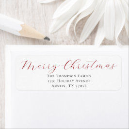Berry Red Merry Christmas Return Address Label ラベル