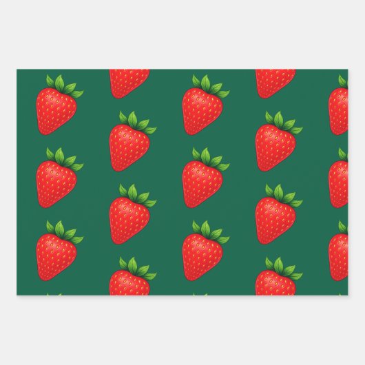 Berry Sassy™ Strawberry Wrapping Paper – Junie Fer ラッピングペーパーシート (正面)