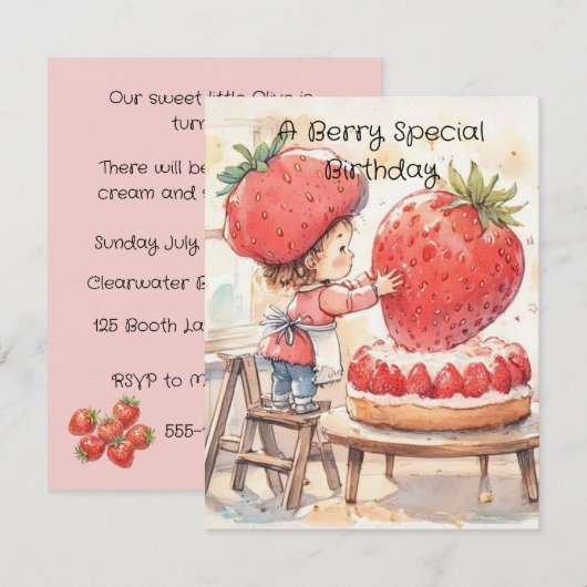 Berry Special Birthday Digital Download 招待状 (正面/裏面)