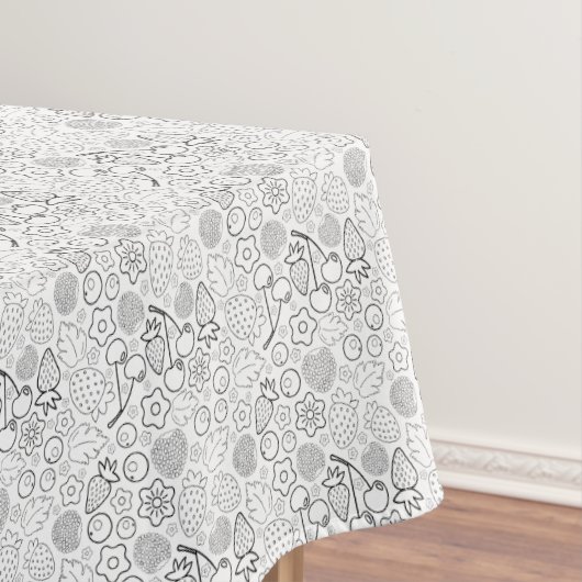 Berry Strawberry Cherry Black Hand drawn Modern. テーブルクロス (インサイチュ)