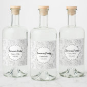 Berry Strawberry Cherry Black Hand drawn Modern. リキュールボトルラベル (ボトル)