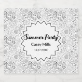 Berry Strawberry Cherry Black Hand drawn Modern. リキュールボトルラベル (シングルラベル)